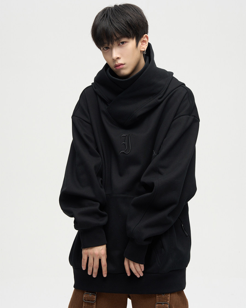 Techwear Street Style Unisex Turtleneck Scarf Mask Hoodie