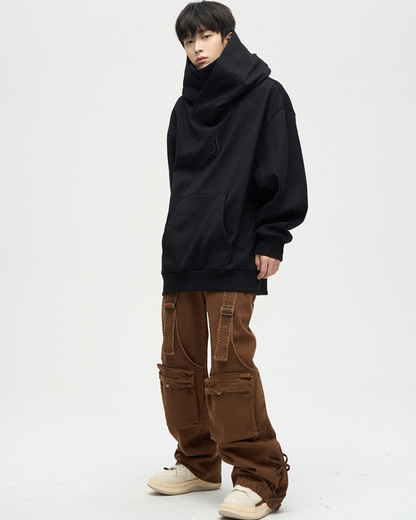 Techwear Street Style Unisex Turtleneck Scarf Mask Hoodie