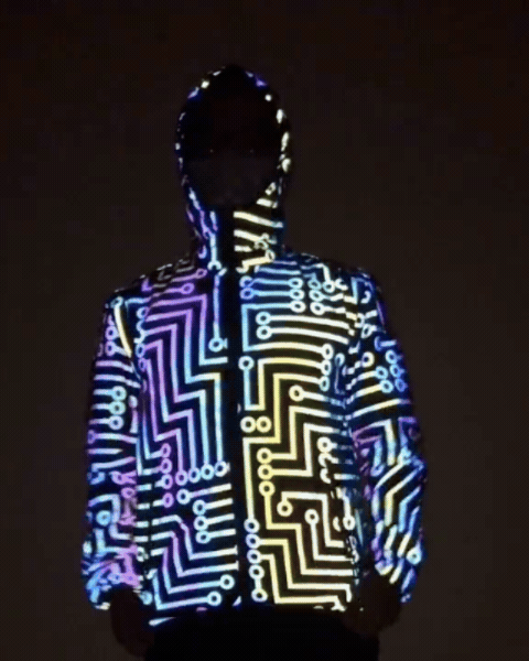 Techwear Circuit Hip-Hop Iridescent Reflective Jacket &amp; Pants (Sold Separately)