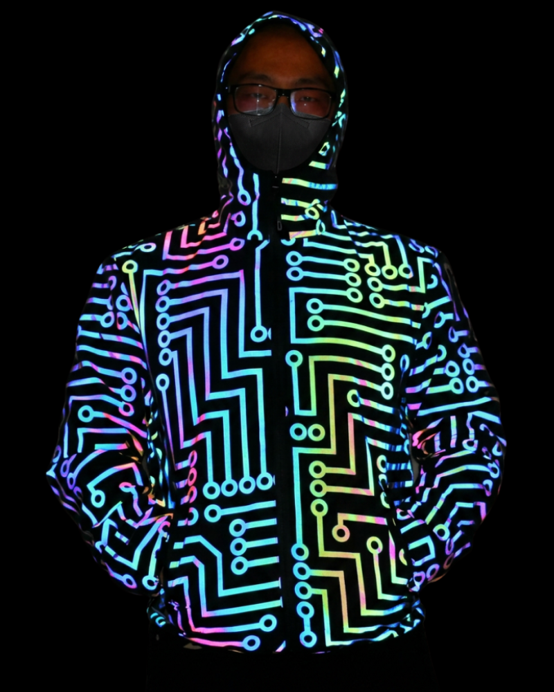 Techwear Circuit Hip-Hop Iridescent Reflective Jacket &amp; Pants (Sold Separately)