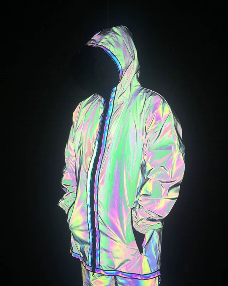 Techwear Colorful Reflective Hooded Jacket
