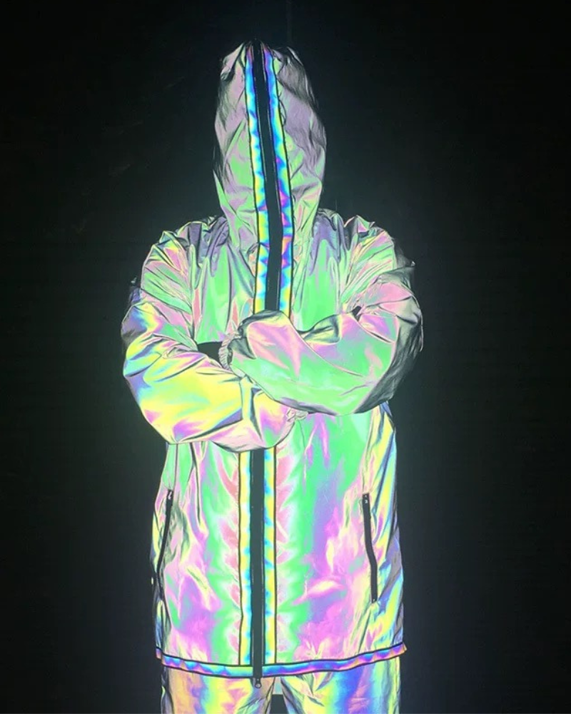 Techwear Colorful Reflective Hooded Jacket