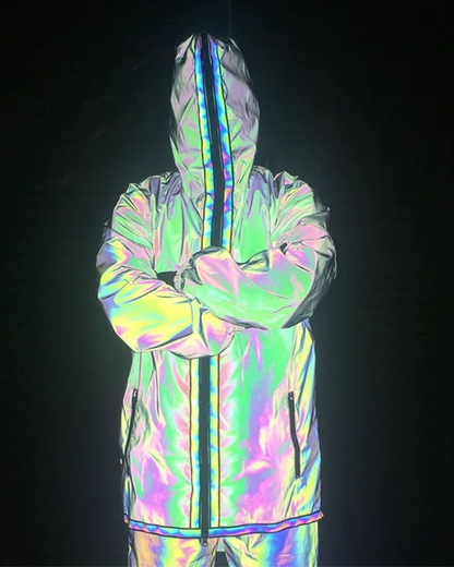 Techwear Colorful Reflective Hooded Jacket