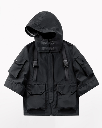 Techwear Futuristic Short Sleeve Hooded Jacket