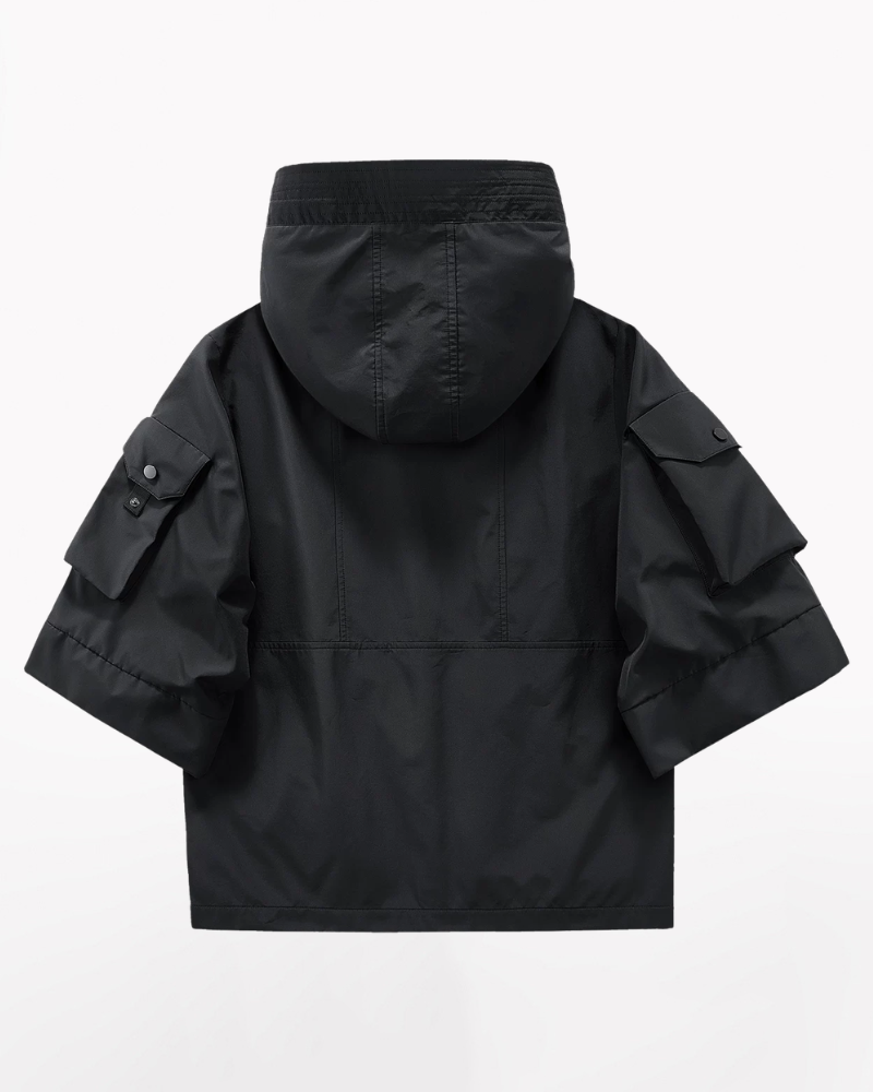Techwear Futuristic Short Sleeve Hooded Jacket
