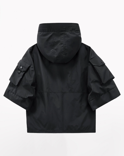 Techwear Futuristic Short Sleeve Hooded Jacket