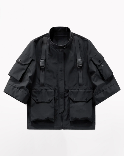 Techwear Futuristic Short Sleeve Hooded Jacket