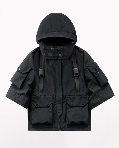 Techwear Futuristic Short Sleeve Hooded Jacket