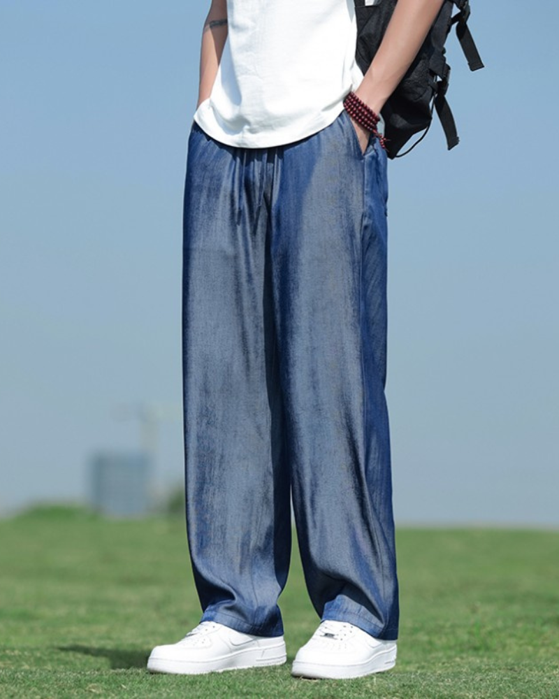 Techwear Ice Silk Denim Look Pants