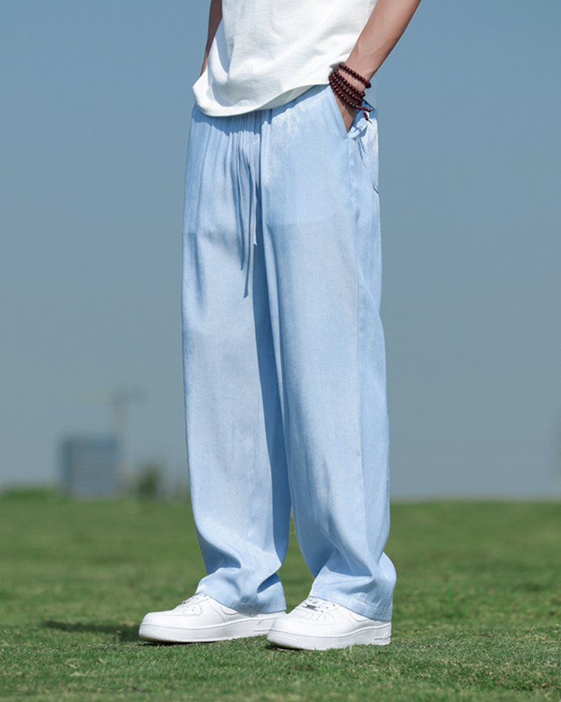 Techwear Ice Silk Denim Look Pants