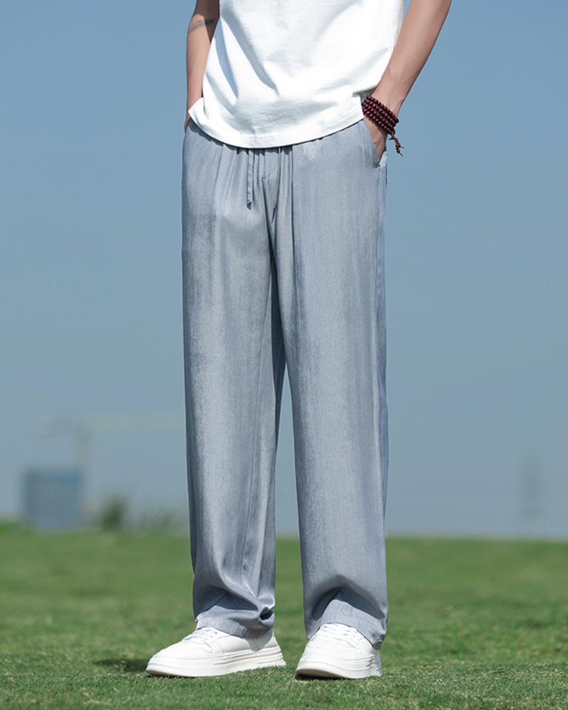 Techwear Ice Silk Denim Look Pants