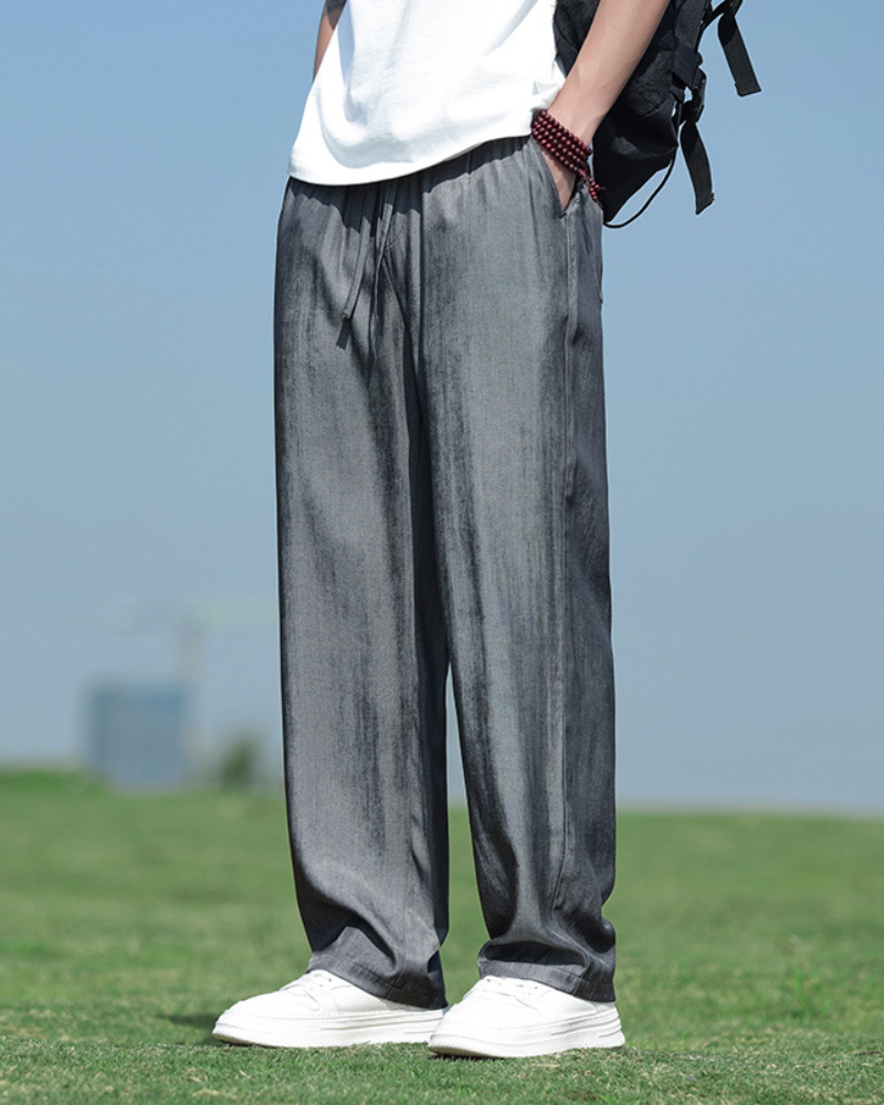 Techwear Ice Silk Denim Look Pants