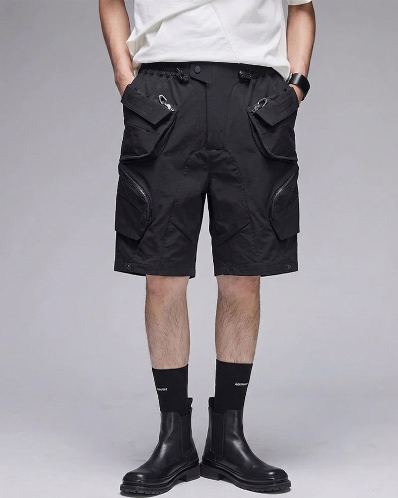 Techwear Multi-Pocket Deconstructed Cargo Shorts
