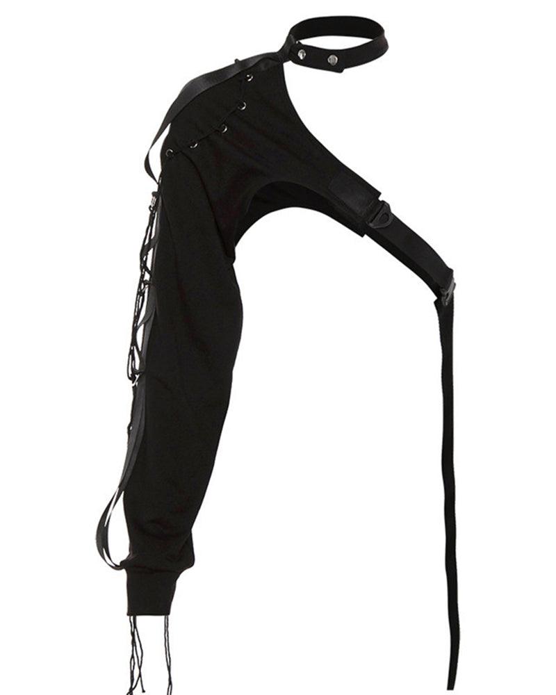 Techwear One Shoulder Sleeve Buckle Top