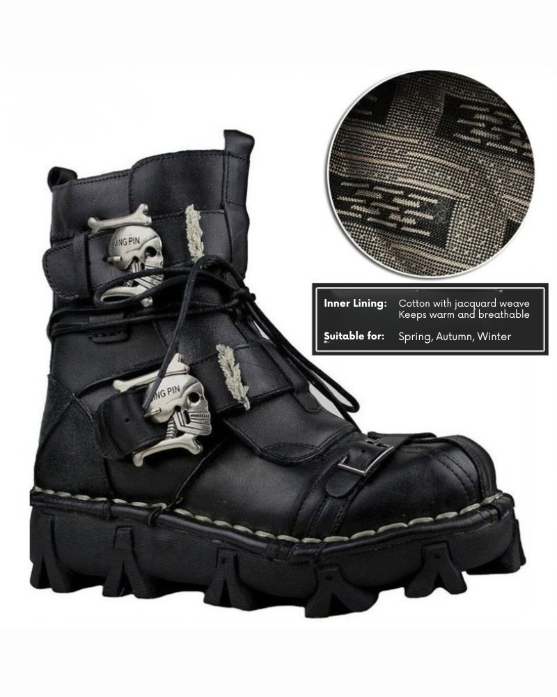 Techwear Punk Skull Unisex Motorcycle Riding Boots (Custom/Final Sale)