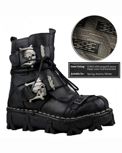 Techwear Punk Skull Unisex Motorcycle Riding Boots (Custom/Final Sale)