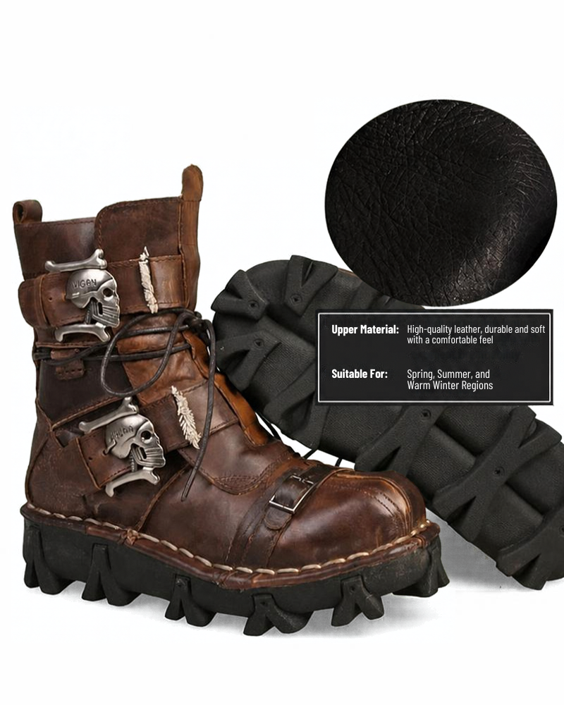 Techwear Punk Skull Unisex Motorcycle Riding Boots (Custom/Final Sale)