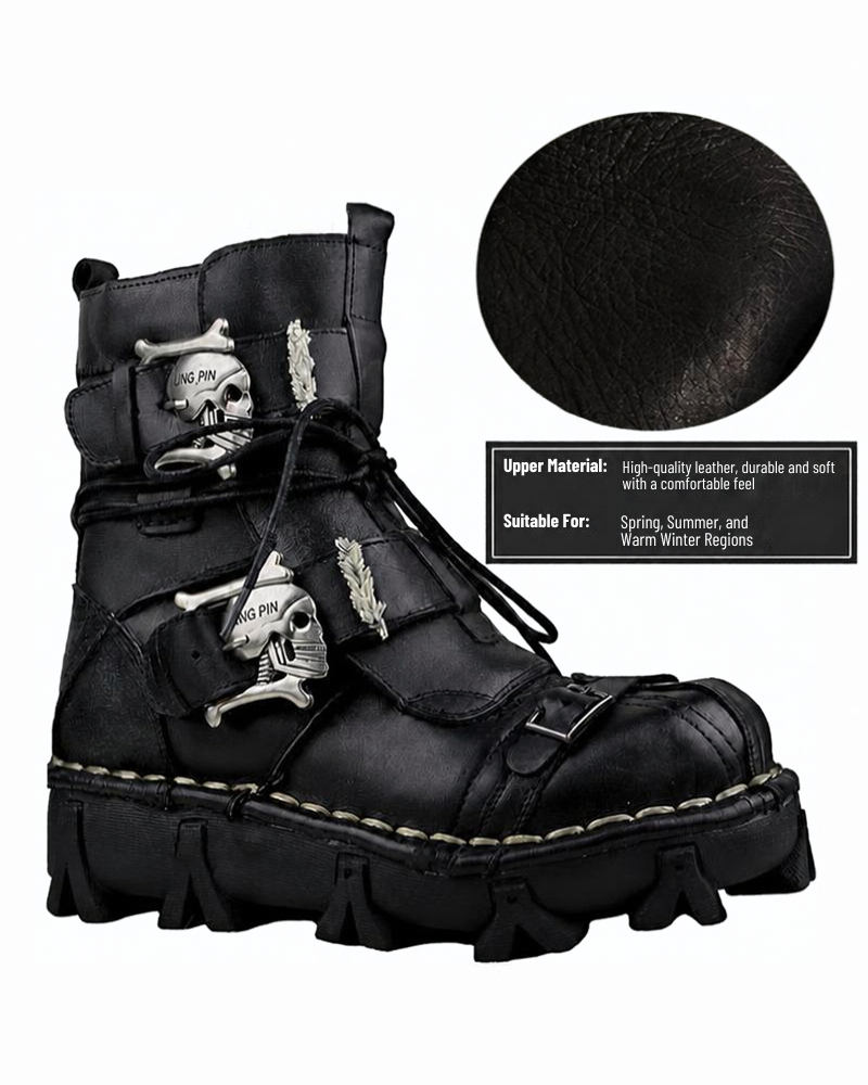 Techwear Punk Skull Unisex Motorcycle Riding Boots (Custom/Final Sale)