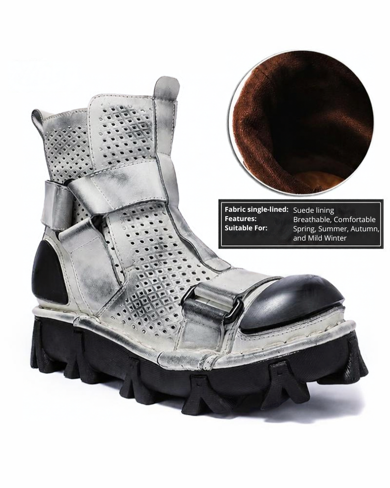Techwear Punk Style Unisex Motorcycle Platform Boots(Custom/Final Sale)