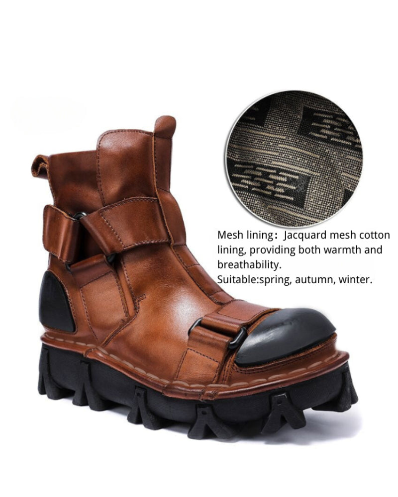 Techwear Punk Style Unisex Motorcycle Platform Boots