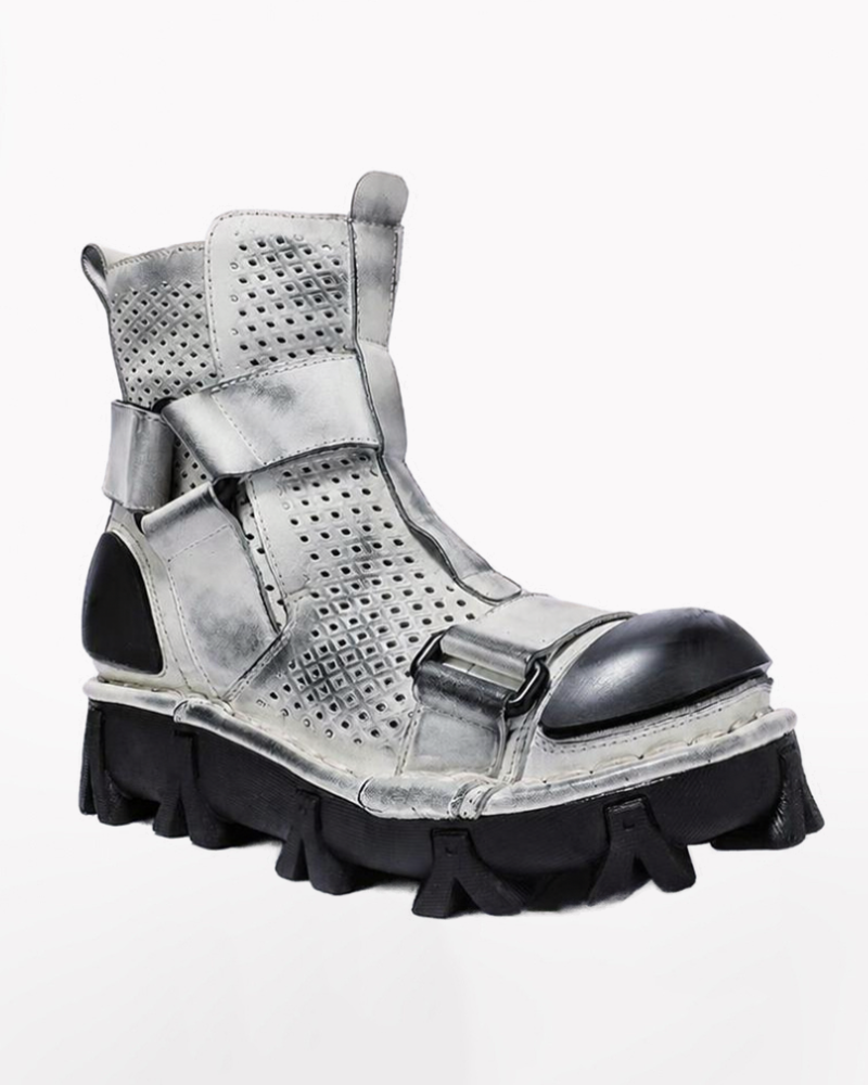 Techwear Punk Style Unisex Motorcycle Platform Boots(Custom/Final Sale)