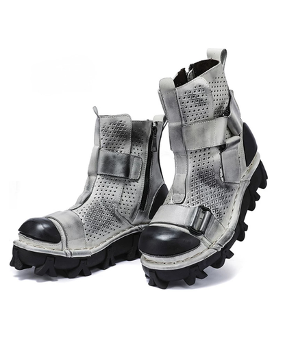 Techwear Punk Style Unisex Motorcycle Platform Boots(Custom/Final Sale)