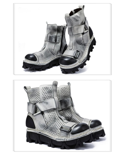 Techwear Punk Style Unisex Motorcycle Platform Boots(Custom/Final Sale)