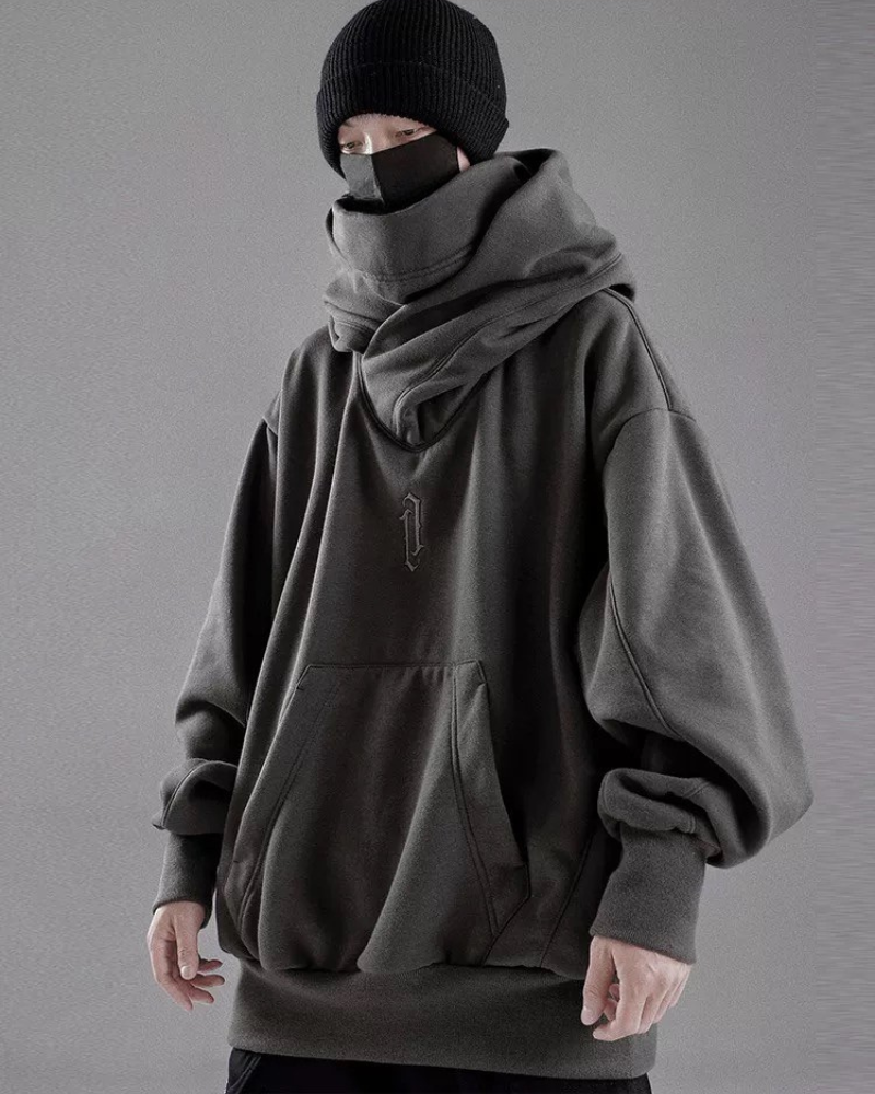 Techwear Unisex Turtleneck Scarf Mask Hoodie