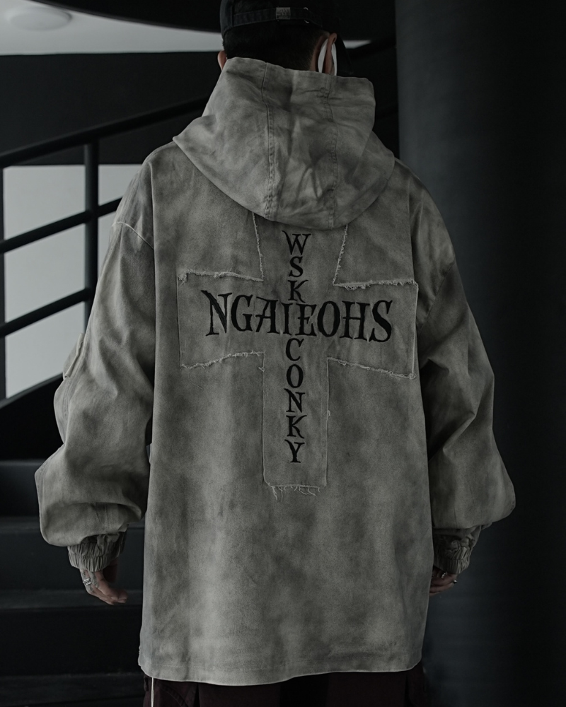 Techwear Washed Tie-Dyed Loose Hoodie