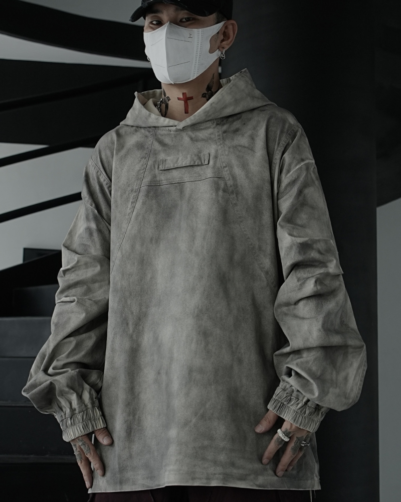 Techwear Washed Tie-Dyed Loose Hoodie