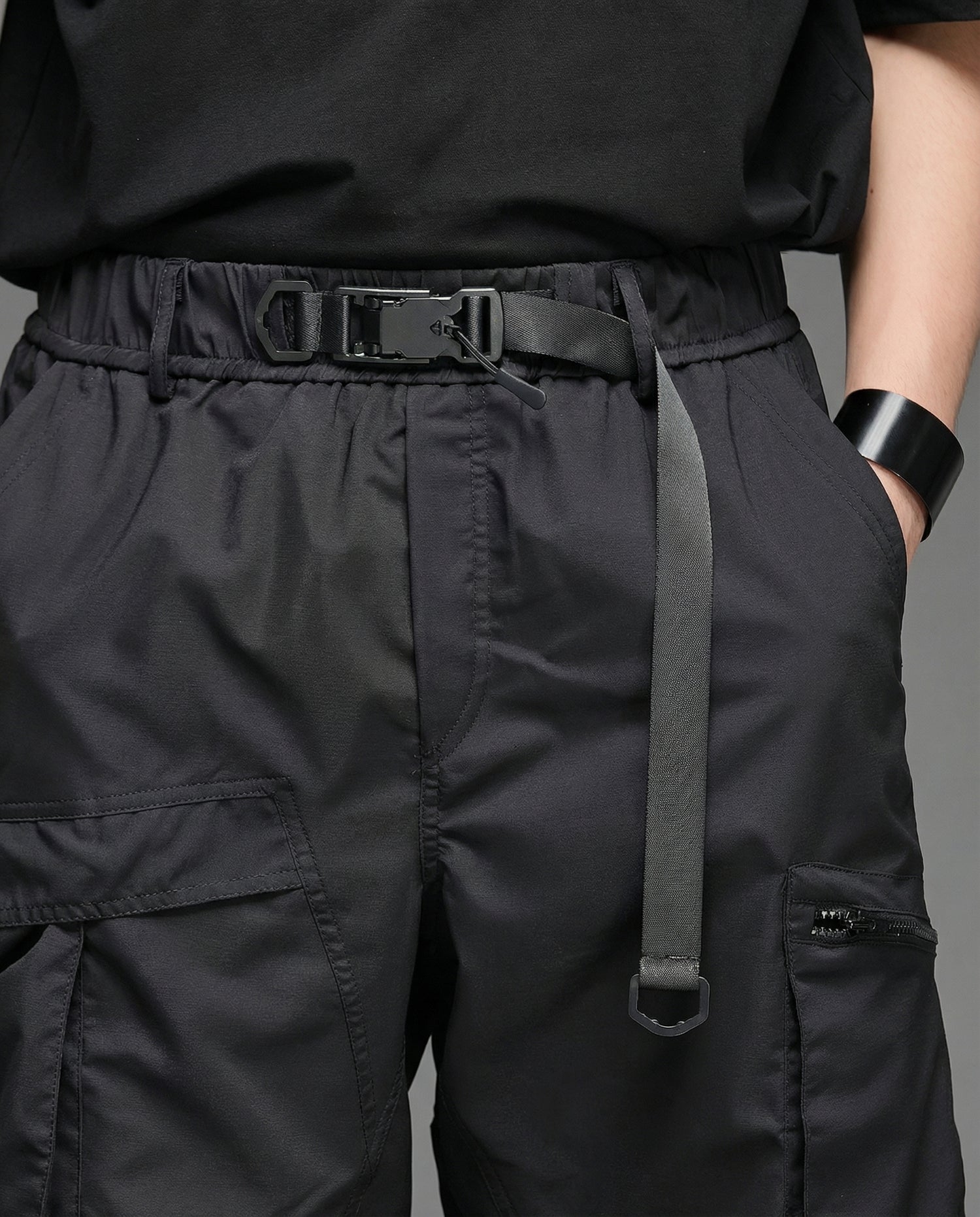 Techwear Water-Repellent Belted Cargo Shorts