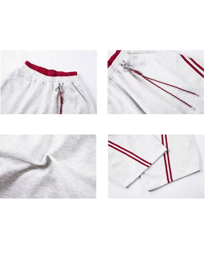 Unisex Vintage Striped Patchwork Curved Wide-Leg Sweatpants