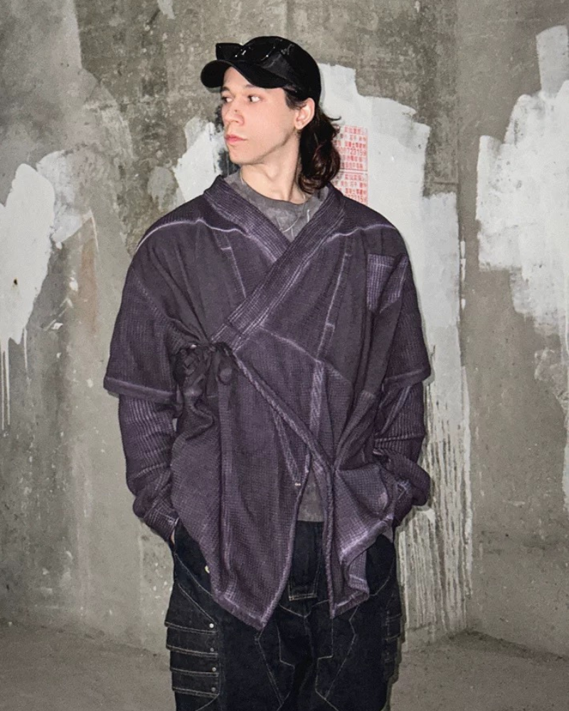 XIPHEVIL Cyberpunk Outfits Matrix Survivor Ninja Kimono Jacket