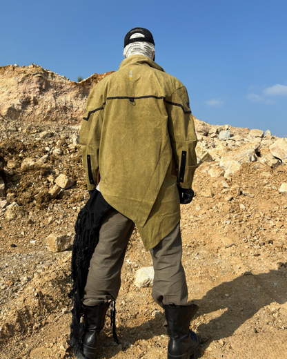 XIPHEVIL Cyberpunk Outfits Sandstone Asymmetrical Jacket