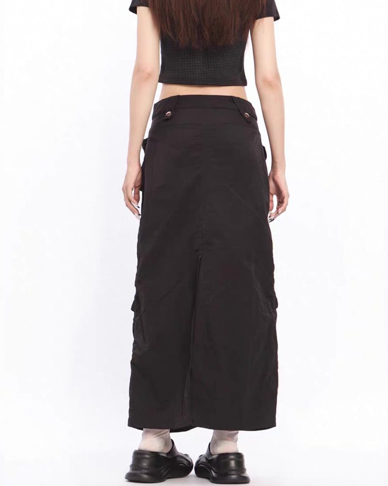 Vintage A-line Back Split Cargo Skirt