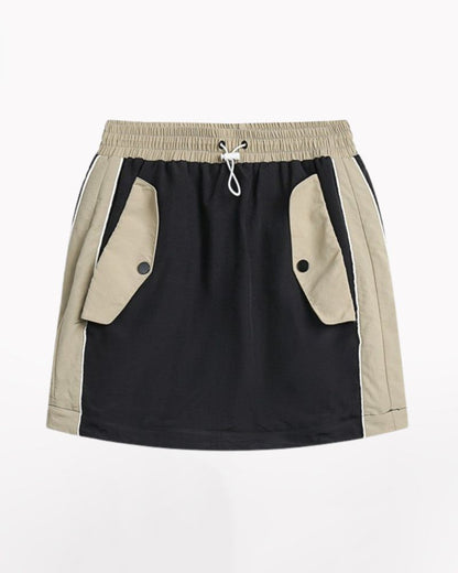 Vintage Patchwork Detachable Long Cargo Skirt