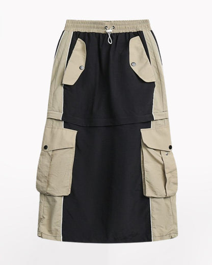 cargo skirt,black cargo skirt,cargo maxi skirt,cargo skirt long,long cargo skirt,cargo skirt outfit,,a line skirt,techwear outfits,techwear fashion,casual techwear,techwear girls,techwear skirt,techwear women