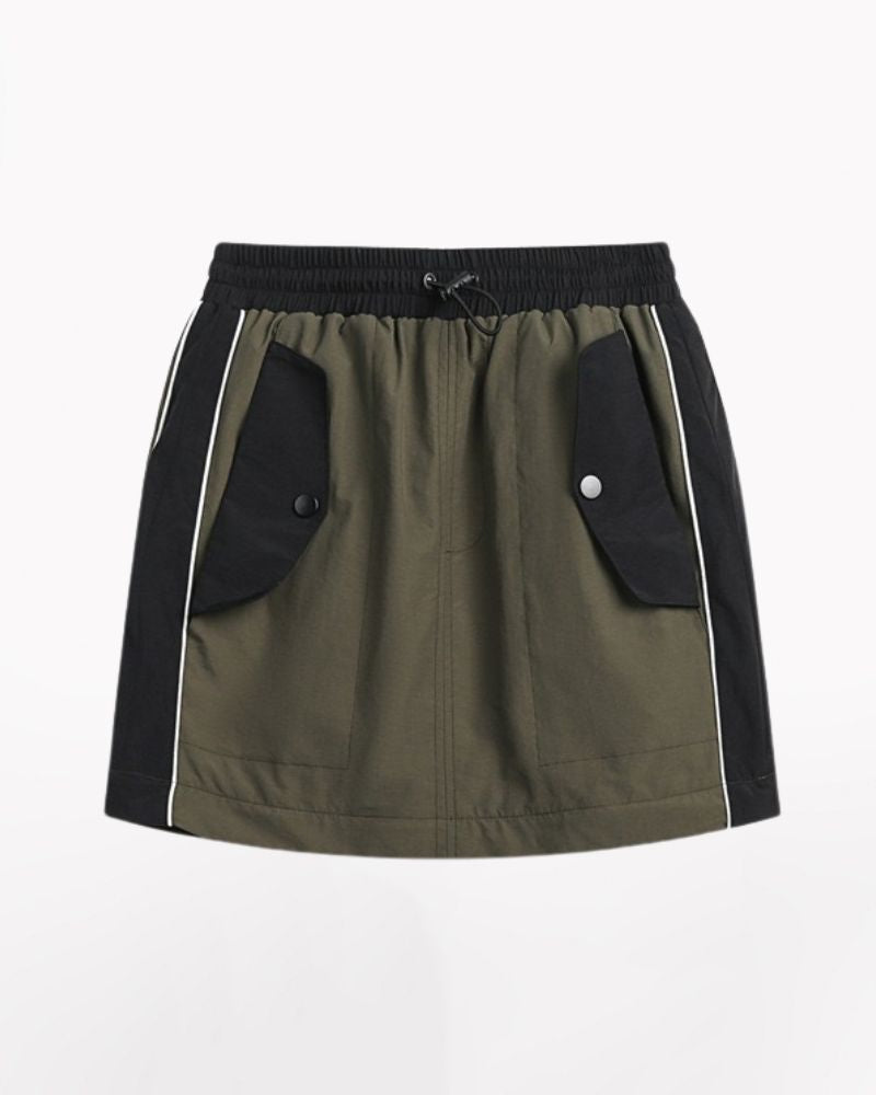 Vintage Patchwork Detachable Long Cargo Skirt