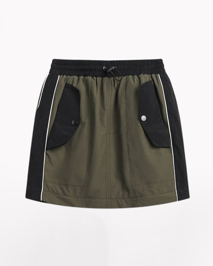 Vintage Patchwork Detachable Long Cargo Skirt