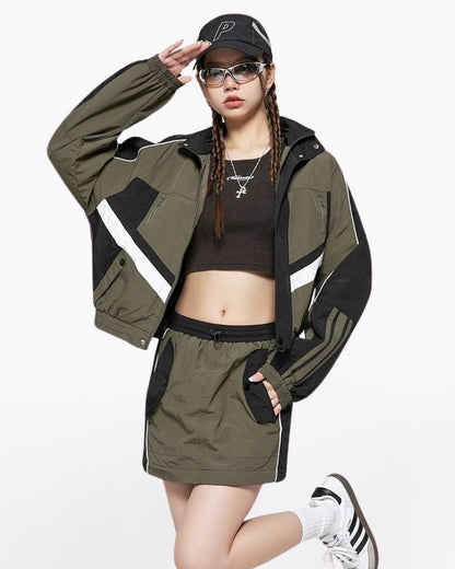 Vintage Patchwork Detachable Long Cargo Skirt