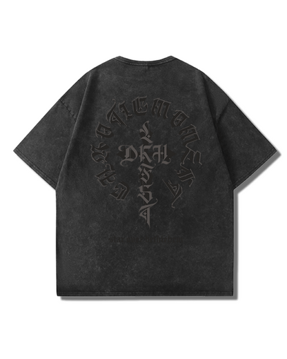 Oversize Vintage Wash Distressed Cross Graphic T-Shirt