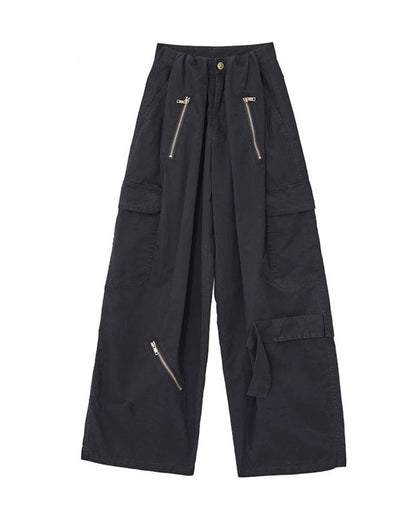 Vintage Wide-Leg Big Pockets Women Cargo Pants