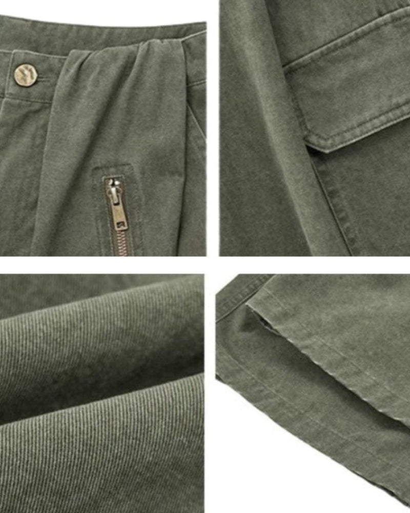 Vintage Wide-Leg Big Pockets Women Cargo Pants