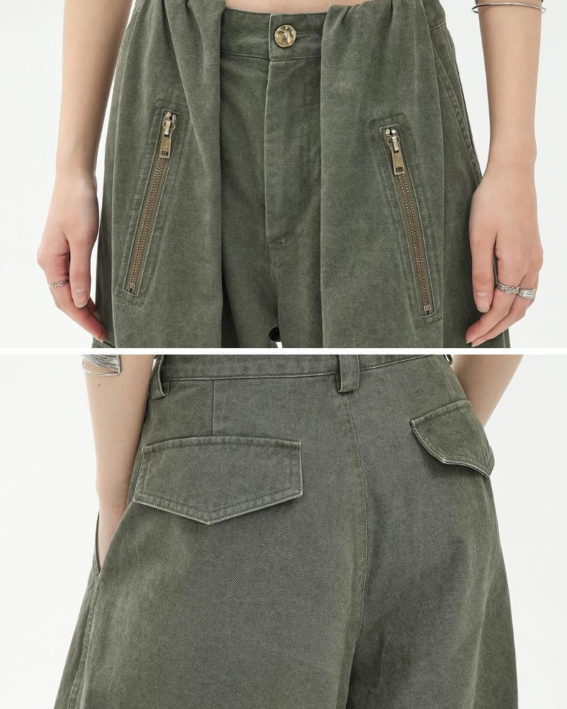 Vintage Wide-Leg Big Pockets Women Cargo Pants