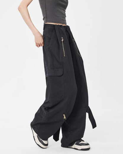 Vintage Wide-Leg Big Pockets Women Cargo Pants