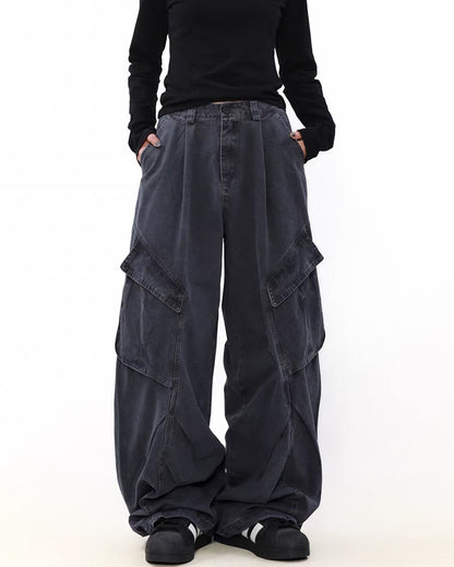 Vintage Washed Army Green Parachute Cargo Pants