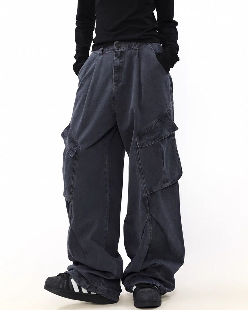 Vintage Washed Army Green Parachute Cargo Pants