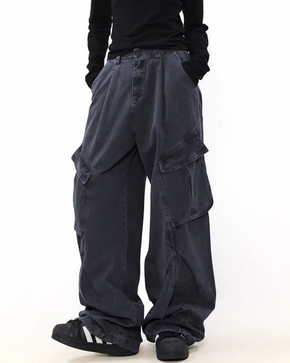 Vintage Washed Army Green Parachute Cargo Pants