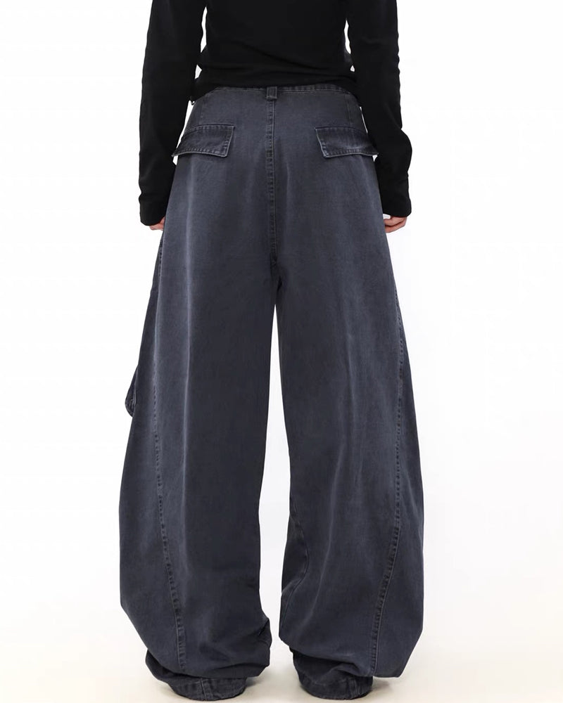Vintage Washed Army Green Parachute Cargo Pants