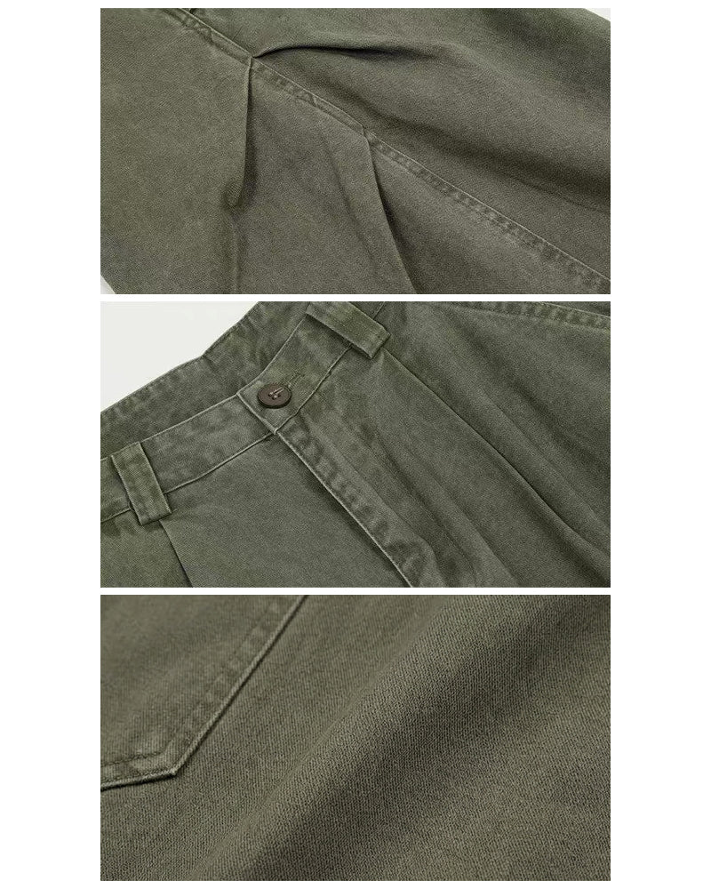 Vintage Washed Army Green Parachute Cargo Pants